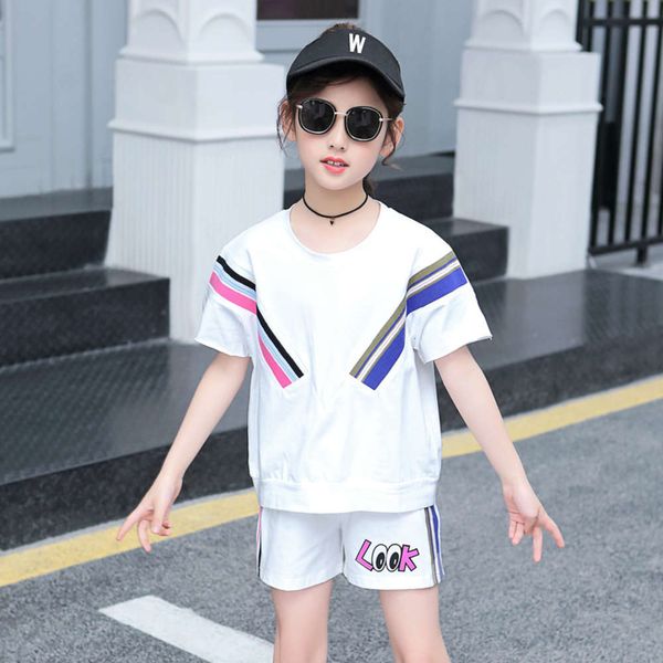 sports 2021 new fashionable foreign sle two piece net red big children's cloth girls' summer suit, White
sports 2021 new fashionable foreign sle two piece net red big children's cloth girls' summer suit, White
