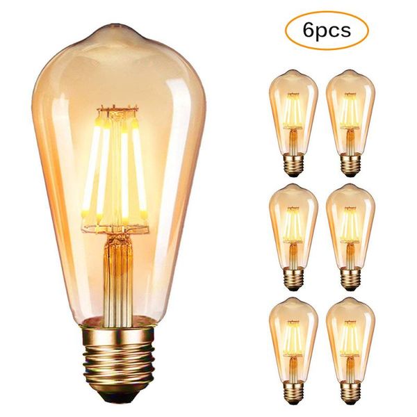 6 pack led lampadina vintage edison led bulbs e27 4w filament bulb screw edison light bulb bulbs warm white 2700k
6 pack led lampadina vintage edison led bulbs e27 4w filament bulb screw edison light bulb bulbs warm white 2700k