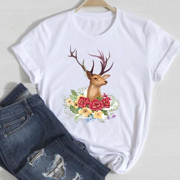 women's t-shirt t-shirts women floral deer animal fashion sweet spring clothes graphic tshirt lady print female tee, White
women's t-shirt t-shirts women floral deer animal fashion sweet spring clothes graphic tshirt lady print female tee, White