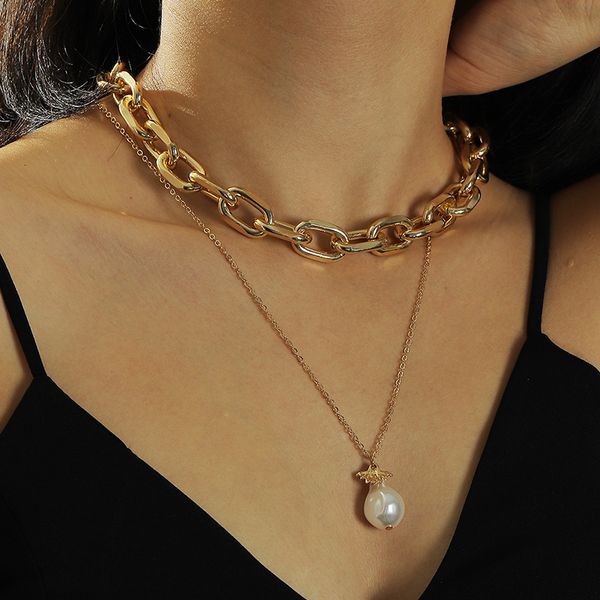nz1993 fashion jewelry creative chain folding temperament pearl pendant multilayer necklace, Silver
nz1993 fashion jewelry creative chain folding temperament pearl pendant multilayer necklace, Silver
