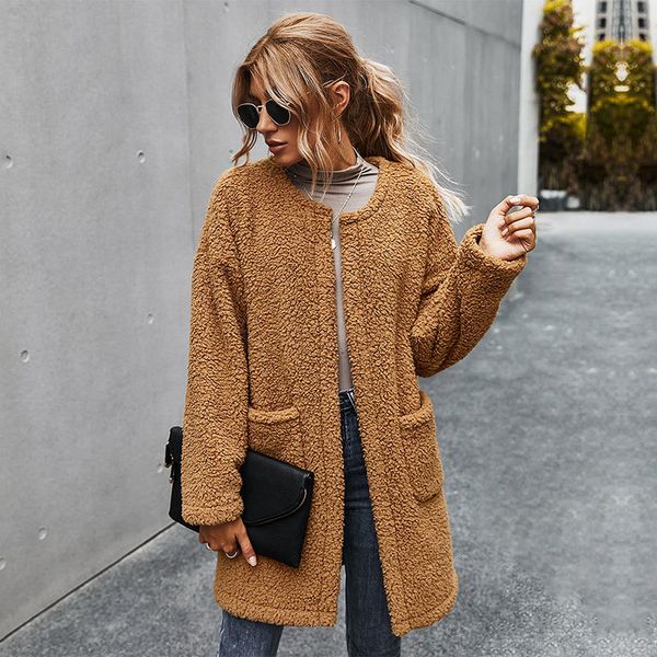 2021 winter thick warm open stitch fleece women new casual o neck pocket full sleeve plush jacket coat o8pm, Black;brown
2021 winter thick warm open stitch fleece women new casual o neck pocket full sleeve plush jacket coat o8pm, Black;brown