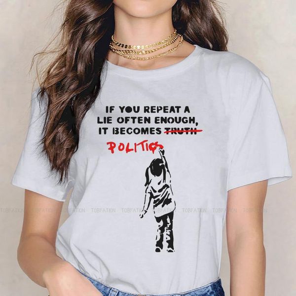 women's t-shirt banksy street graffiti artist girls t shirt if you repeat a lie often enough it becomes politics female tees 5xl tshir, White
women's t-shirt banksy street graffiti artist girls t shirt if you repeat a lie often enough it becomes politics female tees 5xl tshir, White