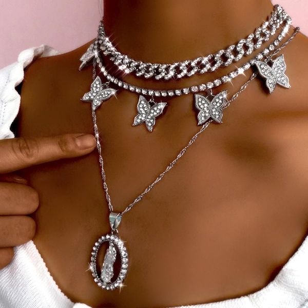chains flatfoosie iced out full rhinestones cuban link chain necklaces for women multi-layer butterfly pendant necklace hip hop jewelry, Silver
chains flatfoosie iced out full rhinestones cuban link chain necklaces for women multi-layer butterfly pendant necklace hip hop jewelry, Silver