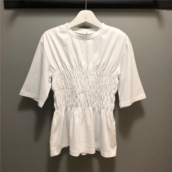 women's t-shirt 100% cotton short sleeve tee ladeis solid color shirt 2021 spring summer for women slim waist pleated, White
women's t-shirt 100% cotton short sleeve tee ladeis solid color shirt 2021 spring summer for women slim waist pleated, White
