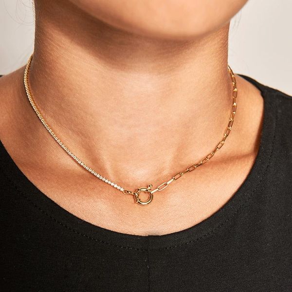 chains zhuoy spain p same short necklace design fashion jewelry thick chain luxury shiny asymmetric copper inlaid zircon ot buckle, Silver
chains zhuoy spain p same short necklace design fashion jewelry thick chain luxury shiny asymmetric copper inlaid zircon ot buckle, Silver