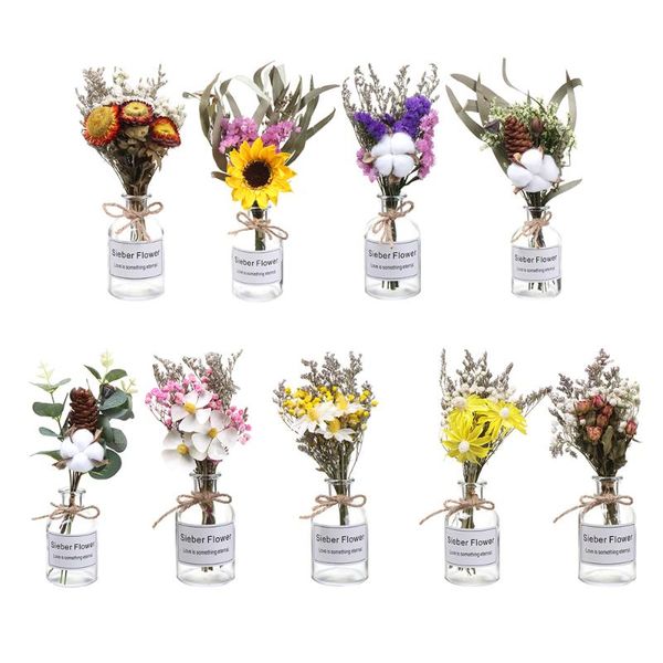 1set natural dried flowers with vase transparent vase glass bottle table living room garden l wedding decorations
1set natural dried flowers with vase transparent vase glass bottle table living room garden l wedding decorations