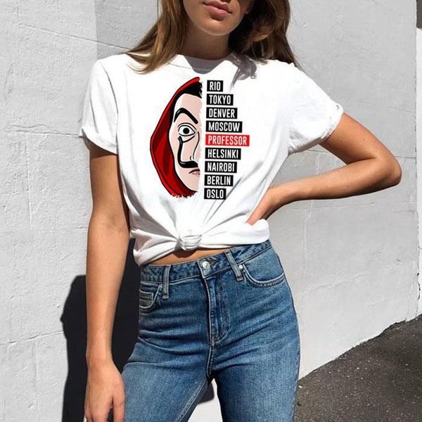 women figure printed short sleeve t-shirts women house of paper cool funny design la casa de papel t shirt money heist tee, White
women figure printed short sleeve t-shirts women house of paper cool funny design la casa de papel t shirt money heist tee, White