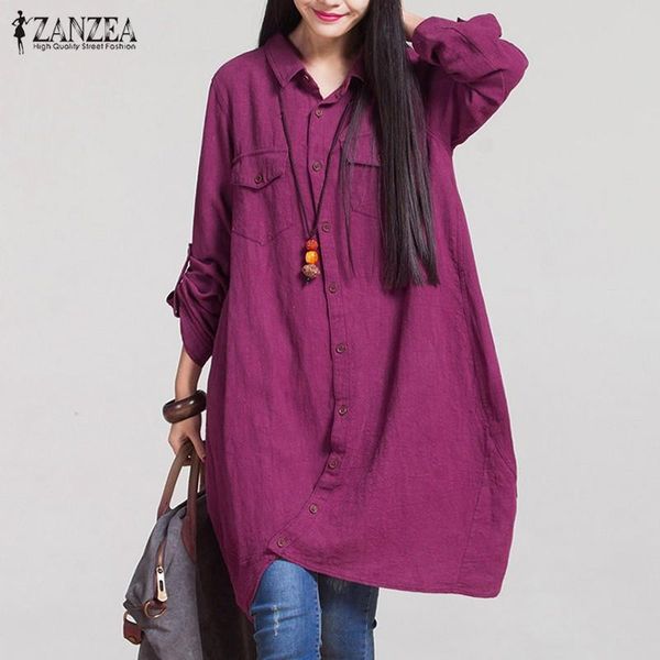 asymmetrical women's button down blouse 2021 zanzea stylish long sleeve shirts female chemise plus size tunic blusas, White
asymmetrical women's button down blouse 2021 zanzea stylish long sleeve shirts female chemise plus size tunic blusas, White