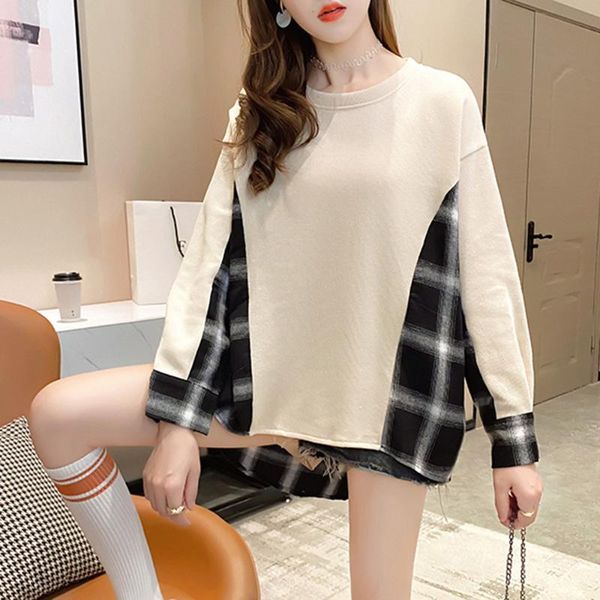 women's hoodies & sweatshirts korean version japanese hoodie spring autumn fashion loose lattice splicing round neck long sleeve coat, Black
women's hoodies & sweatshirts korean version japanese hoodie spring autumn fashion loose lattice splicing round neck long sleeve coat, Black