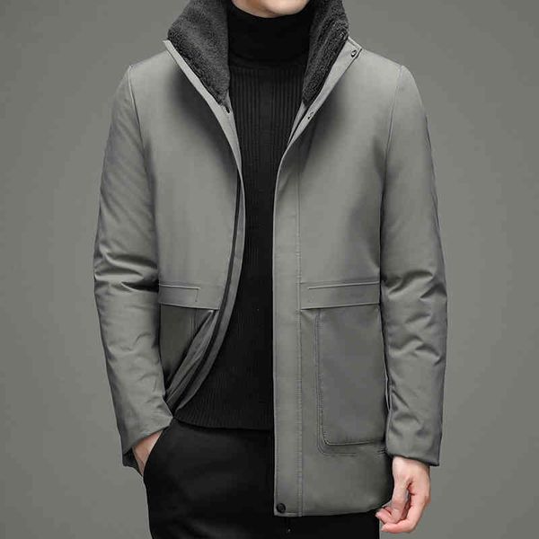 men's loose 2021 winter new busins trend cotton cloth windproof thickened middle-aged wool collar coat, Black
men's loose 2021 winter new busins trend cotton cloth windproof thickened middle-aged wool collar coat, Black