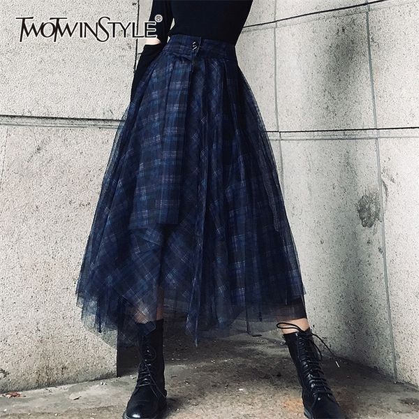 twotwinstyle plaid patchwork mesh women's skirts high waist hit color elegant a line skirts female spring fashion new 210311, Black
twotwinstyle plaid patchwork mesh women's skirts high waist hit color elegant a line skirts female spring fashion new 210311, Black