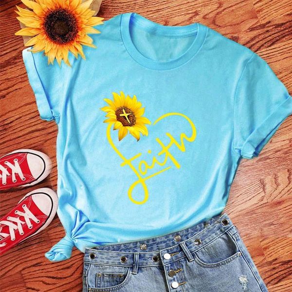 women's t-shirt womens cotton graphic tees female clothes streetwear woman oversized short sleeve shirts sunflower faith print top, White 
women's t-shirt womens cotton graphic tees female clothes streetwear woman oversized short sleeve shirts sunflower faith print top, White