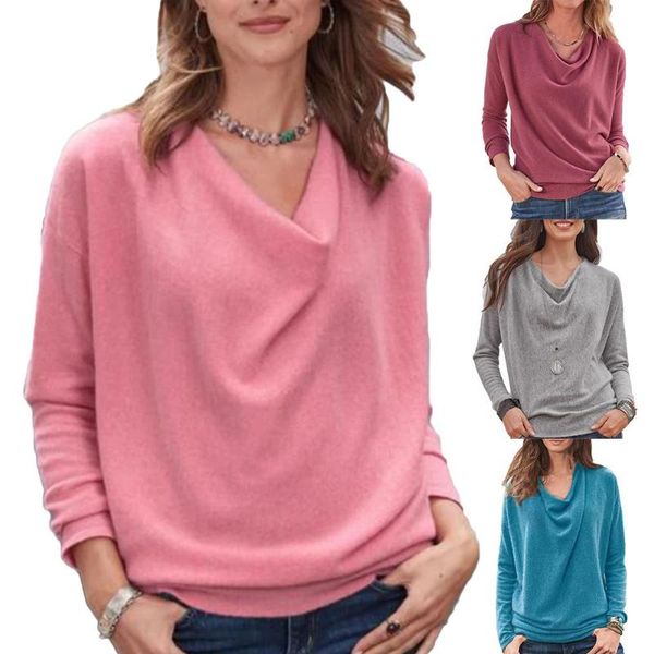 women casual solid color v neck long sleeve pullover loose plus size solid girl clothing fashion blouse, White
women casual solid color v neck long sleeve pullover loose plus size solid girl clothing fashion blouse, White