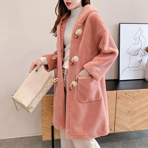 women's wool & blends korean style autumn and winter fleece chenille coat mid-length lamb fur women coats trench clothes parkas, Black
women's wool & blends korean style autumn and winter fleece chenille coat mid-length lamb fur women coats trench clothes parkas, Black