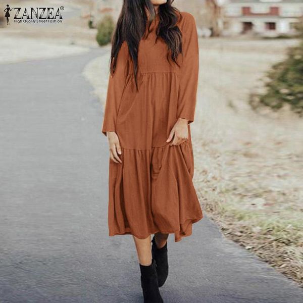casual dresses female jupe kaftan 2021 women long sleeve sundress autumn vintage o neck solid midi dress zanzea holiday ruffle vestidos, Black;gray
casual dresses female jupe kaftan 2021 women long sleeve sundress autumn vintage o neck solid midi dress zanzea holiday ruffle vestidos, Black;gray