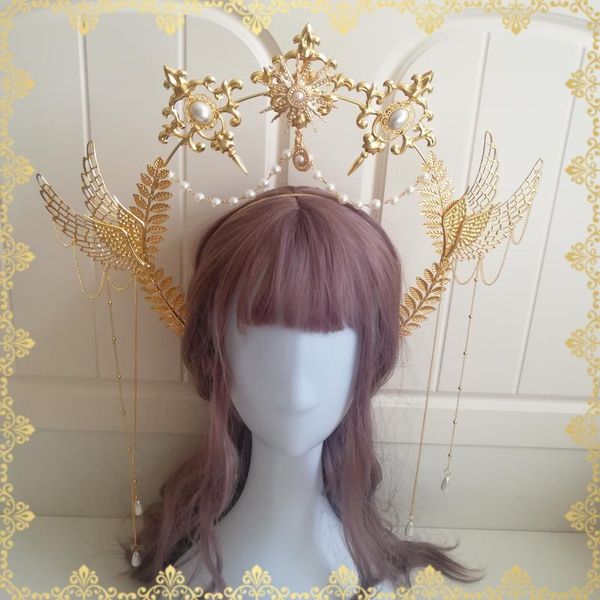 party masks lolita hand-made tea flower marriage virgin halo crown headdress pearl chain sun wings style retro exaggeration
party masks lolita hand-made tea flower marriage virgin halo crown headdress pearl chain sun wings style retro exaggeration