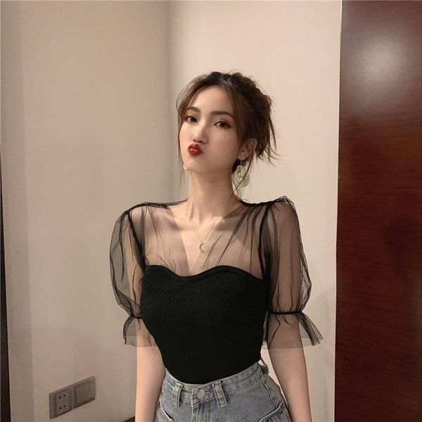 women's blouses & shirts hi girl mesh patch summer blouse women short sleeve deep v neck slim shirt sweet chic pullover basic femm, White
women's blouses & shirts hi girl mesh patch summer blouse women short sleeve deep v neck slim shirt sweet chic pullover basic femm, White