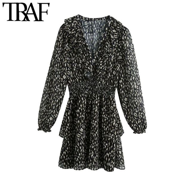 traf women chic fashion semi-sheer animal print ruffle mini dress vintage with lining elastic waist female dresses 210303, Black;gray
traf women chic fashion semi-sheer animal print ruffle mini dress vintage with lining elastic waist female dresses 210303, Black;gray