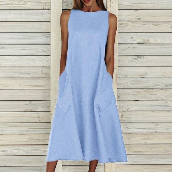 casual dresses 2021 european american fashion women's style round neck sleeveless double pocket invisible zipper long dress, Black;gray
casual dresses 2021 european american fashion women's style round neck sleeveless double pocket invisible zipper long dress, Black;gray