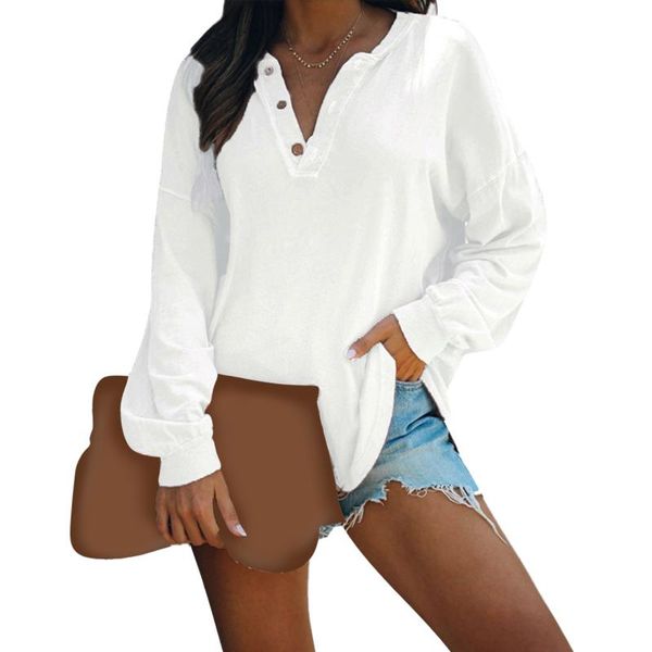 women's blouses & shirts autumn women v-neck casual long sleeve button loose pullover basic female solid color, White
women's blouses & shirts autumn women v-neck casual long sleeve button loose pullover basic female solid color, White