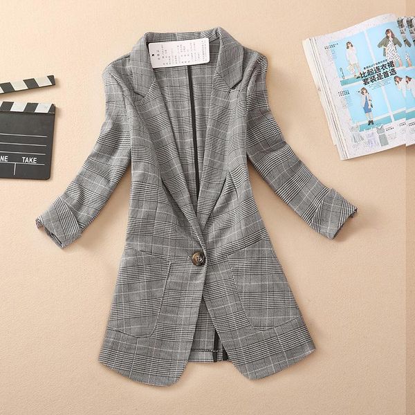 women's suits & blazers plaid suit jacket female 2021 spring and autumn seven-point sleeve women coat ladies slim thin blazer, White;black
women's suits & blazers plaid suit jacket female 2021 spring and autumn seven-point sleeve women coat ladies slim thin blazer, White;black