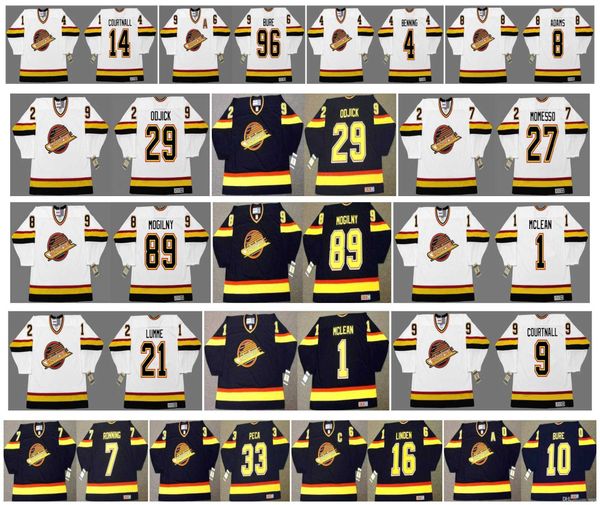 vintage vancouver canucks jersey 29 gino odjick 27 sergio momesso 89 alexander mogiln 1 kirk mclean 21 jyrki lumme 9 courtnall retro hockey, Black
vintage vancouver canucks jersey 29 gino odjick 27 sergio momesso 89 alexander mogiln 1 kirk mclean 21 jyrki lumme 9 courtnall retro hockey, Black