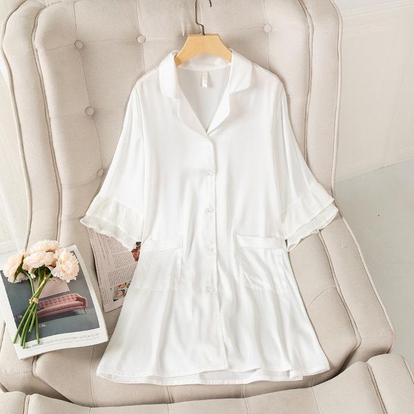 women's sleepwear women summer nightgown ruffles sleeve sleep shirt white solid nightdress female loose casual loungewear nightshirt, Black;red
women's sleepwear women summer nightgown ruffles sleeve sleep shirt white solid nightdress female loose casual loungewear nightshirt, Black;red