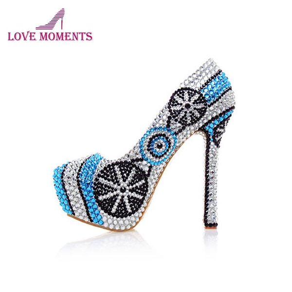 new designer high heel shoes handmade crystal platform pumps silver with blue rhinestone wedding shoes bridal party prom, Black
new designer high heel shoes handmade crystal platform pumps silver with blue rhinestone wedding shoes bridal party prom, Black