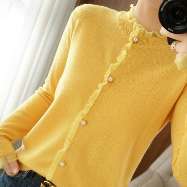 women's knits & tees mvlyflrt 100% pure wool 2021 spring and autumn cashmere sweater woman o-neck lace cardigan fashion slim knit botto, White
women's knits & tees mvlyflrt 100% pure wool 2021 spring and autumn cashmere sweater woman o-neck lace cardigan fashion slim knit botto, White