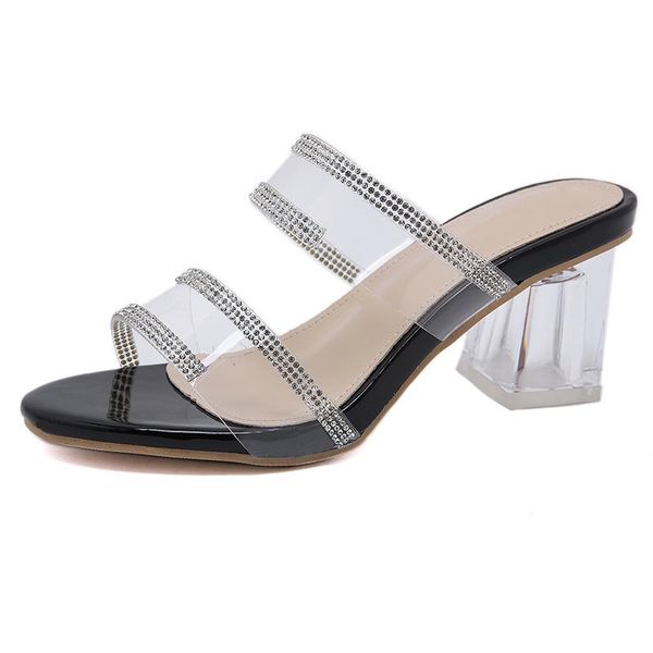 pvc women summer ladies shoes novelty bling square heels slippers polka dot outside shallow fashion sweet party fs21s134, Black
pvc women summer ladies shoes novelty bling square heels slippers polka dot outside shallow fashion sweet party fs21s134, Black