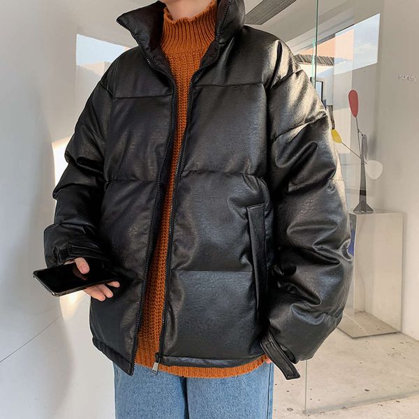 stand collar men's short 2021 new winter coat thickened bread korean trend padded jacket pu skin cotton, Black;brown
stand collar men's short 2021 new winter coat thickened bread korean trend padded jacket pu skin cotton, Black;brown