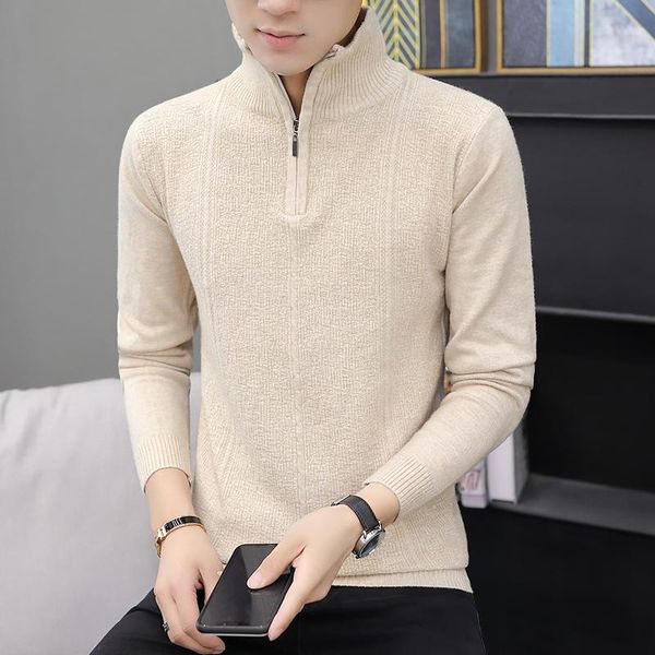 men's sweaters 2021 spring and autumn sweater korean version clothes slim knitwear thread mens with zipper, White;black
men's sweaters 2021 spring and autumn sweater korean version clothes slim knitwear thread mens with zipper, White;black