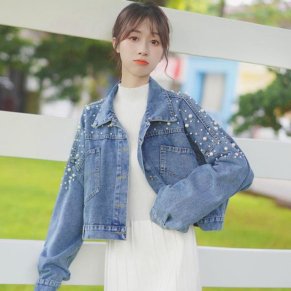 women's jackets high fashion korean style luxury pearl beading short denim vintage casual jean jacket plus size w114, Black;brown
women's jackets high fashion korean style luxury pearl beading short denim vintage casual jean jacket plus size w114, Black;brown