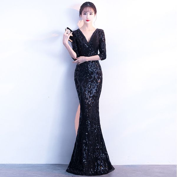 black silver flare sleeve elegant mermaid formal evening party dress v-neck wedding prom maxi dresses sv3l, Black;gray
black silver flare sleeve elegant mermaid formal evening party dress v-neck wedding prom maxi dresses sv3l, Black;gray