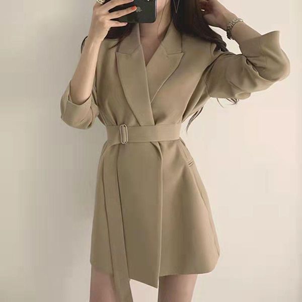 women's suits & blazers aelegantmis spring autumn long jacket with belt female notched outerwear office lady coat england style cardiga, White;black
women's suits & blazers aelegantmis spring autumn long jacket with belt female notched outerwear office lady coat england style cardiga, White;black