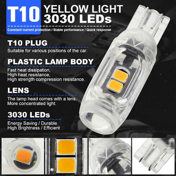 emergency lights amber led bulbs car wedge 194 168 37.5x12x9(mm) 4500k dc 12v -24v lamp
emergency lights amber led bulbs car wedge 194 168 37.5x12x9(mm) 4500k dc 12v -24v lamp