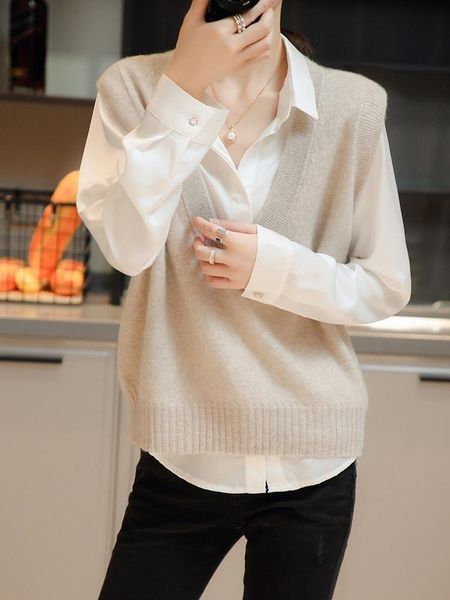 women's knits & tees korean version knitted pure wool vest autumn winter v-neck sleeveless waistband overlapping wearing ins loose and, White
women's knits & tees korean version knitted pure wool vest autumn winter v-neck sleeveless waistband overlapping wearing ins loose and, White