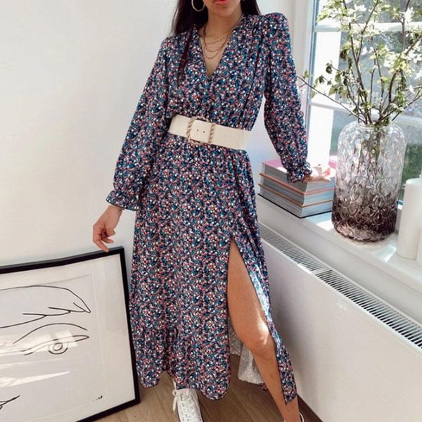 casual dresses women summer floral print outdoor dress elegant v neck full sleeve split fork female loose holiday vestidos, Black;gray
casual dresses women summer floral print outdoor dress elegant v neck full sleeve split fork female loose holiday vestidos, Black;gray