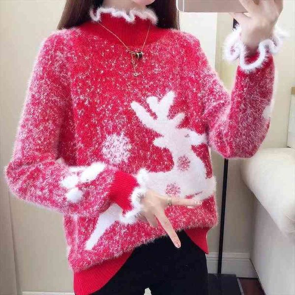 christmas sweater women reindeer turtleneck winter clothes mink cashmere sweaters pull femme korean pullover kawaii jumper, White;black
christmas sweater women reindeer turtleneck winter clothes mink cashmere sweaters pull femme korean pullover kawaii jumper, White;black