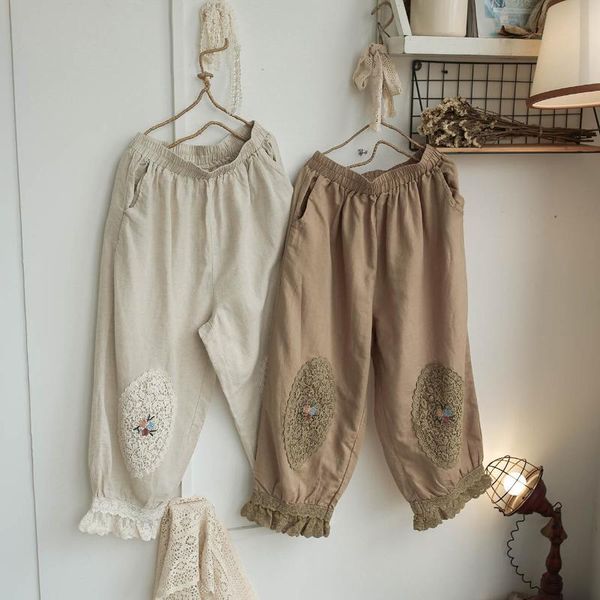 women's pants & capris lamtrip forest girl handmade lolita stitch embroidery loose wide-leg lace edge cotton 2021 autumn, Black;white
women's pants & capris lamtrip forest girl handmade lolita stitch embroidery loose wide-leg lace edge cotton 2021 autumn, Black;white