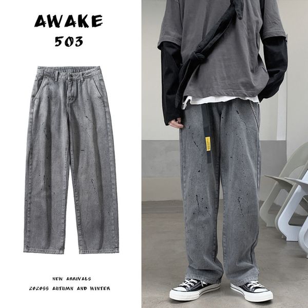 2021 new autumn straight men's fashion casual retro splash ink jeans pants men streetwear loose hip-hop korean denim trousers mens q9jx, Blue
2021 new autumn straight men's fashion casual retro splash ink jeans pants men streetwear loose hip-hop korean denim trousers mens q9jx, Blue