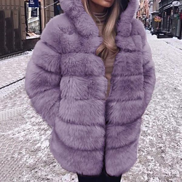 women's fur & faux winter 2021 fashion plush coat casual oversized ladies thick and warm fashionable hooded with pockets, Black
women's fur & faux winter 2021 fashion plush coat casual oversized ladies thick and warm fashionable hooded with pockets, Black