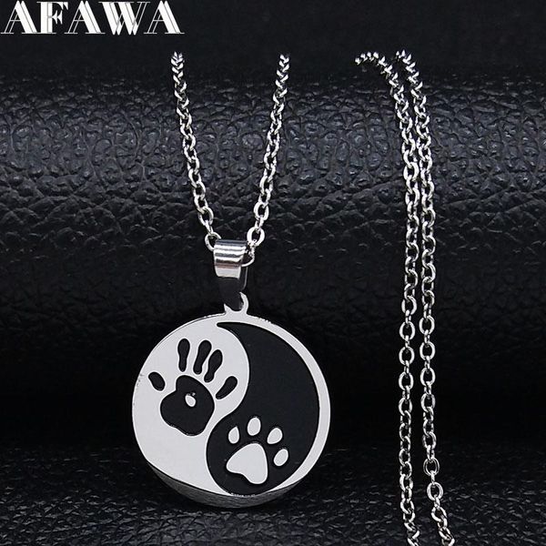 pendant necklaces yin and yang gossip taiji stainless steel necklace handprint dog print jewelry christmas gift collares n19846s01, Silver
pendant necklaces yin and yang gossip taiji stainless steel necklace handprint dog print jewelry christmas gift collares n19846s01, Silver