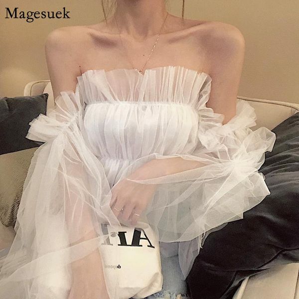 women and blouse 2021 autumn slash neck blusas chic women shirt flared sleeve sweet mesh womens blouses 10269, White
women and blouse 2021 autumn slash neck blusas chic women shirt flared sleeve sweet mesh womens blouses 10269, White