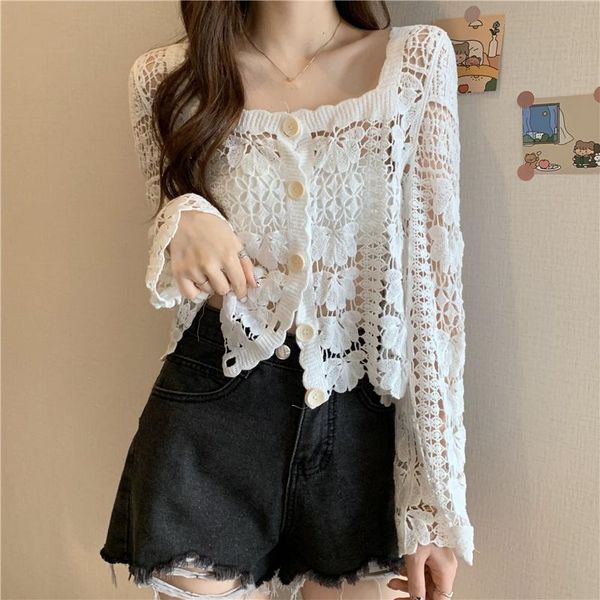 women's blouses & shirts herstory women long sleeve korean fashion hook flower loose chic button crop square collar hollow out blo, White
women's blouses & shirts herstory women long sleeve korean fashion hook flower loose chic button crop square collar hollow out blo, White