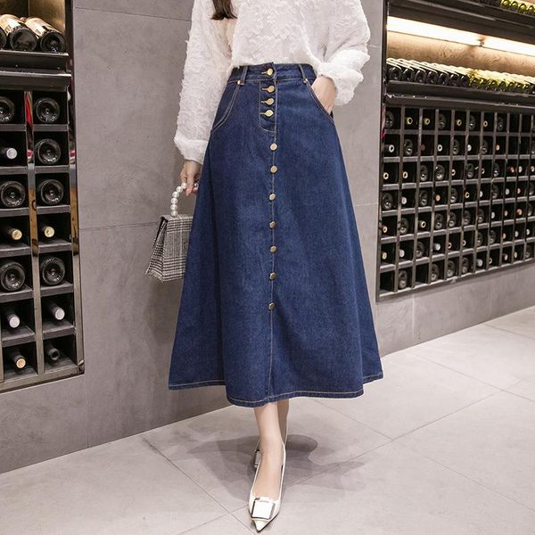 skirts spring autumn women long denim skirt vintage single-breasted high waist a-line jeans teen girls preppy style swing, Black
skirts spring autumn women long denim skirt vintage single-breasted high waist a-line jeans teen girls preppy style swing, Black