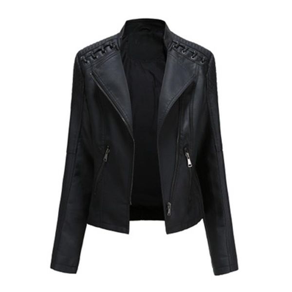 women's leather & faux long sleeve stand neck zipper jackets for women 2021 autumn winter slim thin jacket motorcycle clothing, Black
women's leather & faux long sleeve stand neck zipper jackets for women 2021 autumn winter slim thin jacket motorcycle clothing, Black