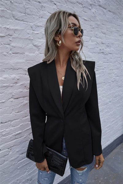 women's suits & blazers winter long sleeve jacket women blazer notched collar fashion red blue black coat, White;black
women's suits & blazers winter long sleeve jacket women blazer notched collar fashion red blue black coat, White;black