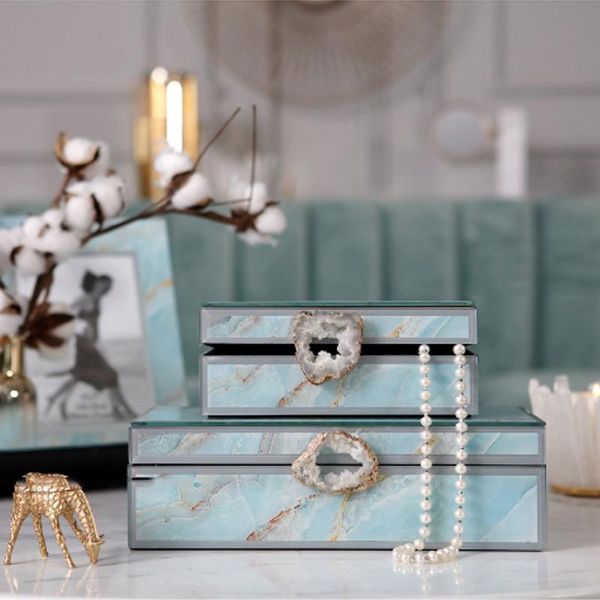 decorative objects & figurines modern luxury jewelry box sapphire texture glass decor with blue agate piece crafts home ornaments gifts
decorative objects & figurines modern luxury jewelry box sapphire texture glass decor with blue agate piece crafts home ornaments gifts