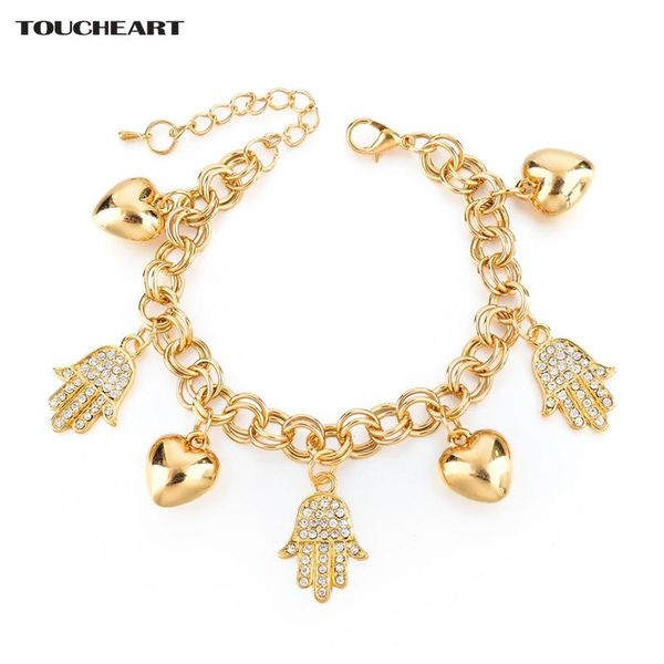 charm bracelets toucheart heart hamsa hand &bangles for women gold jewelry crystal stainless steel adjustable bracelet sbr160021, Golden;silver
charm bracelets toucheart heart hamsa hand &bangles for women gold jewelry crystal stainless steel adjustable bracelet sbr160021, Golden;silver